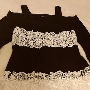 INC International Concepts lace applique, off-the-shoulder sweater